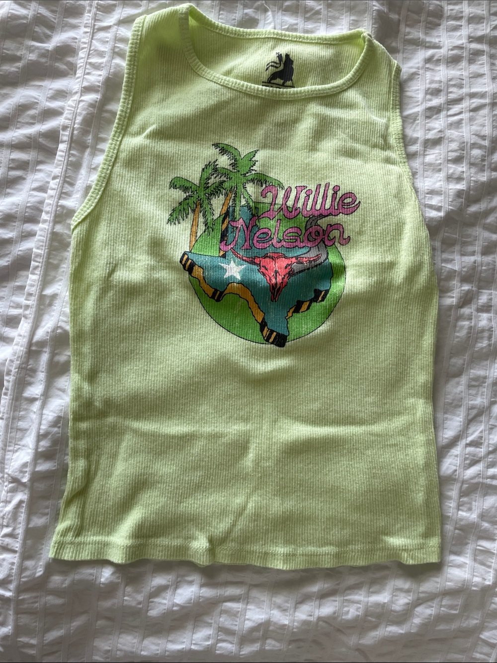 Willie Nelson Graphic Tank Top - Light Lime Green Tank S